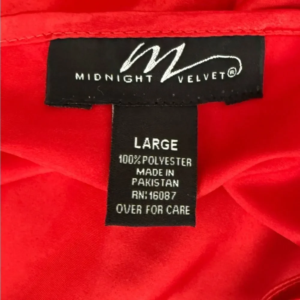 Midnight Velvet Satin Kimono Robe Set Red Floral Camisole Lingerie Large